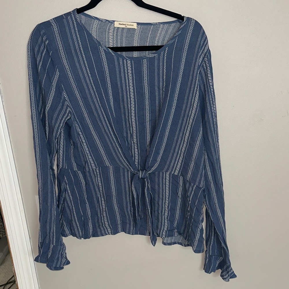 Newbury Kustom Navy and White Striped Blouse